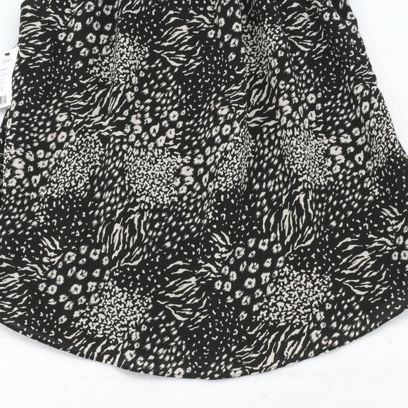 Joie Womens Top Black Animal Print Mock Neck Sleeveless Ruched Blouse Small - Picture 7 of 8